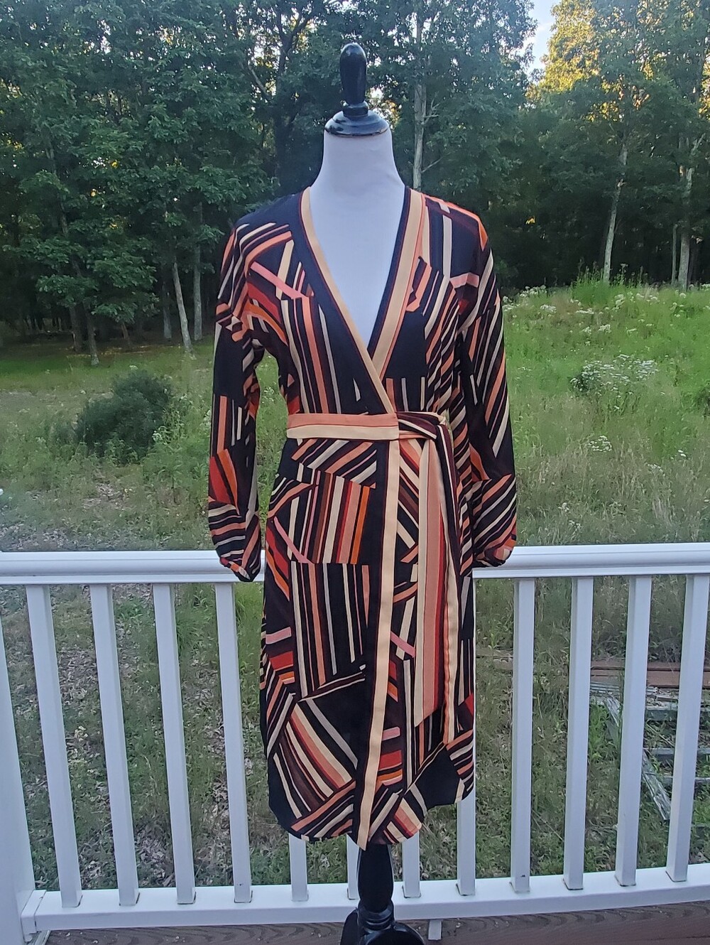 Zara Black Sheer Multi-Stripe Wrap